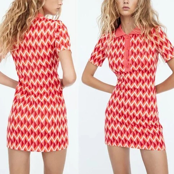 New summer casual female striped short-sleeved dresses