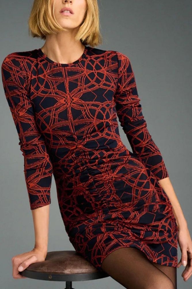 Summer new casual female tight-fitting long-sleeved dresses printed