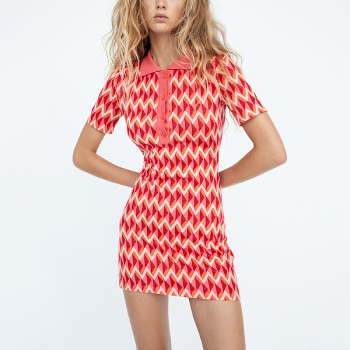 New summer casual female striped short-sleeved dresses