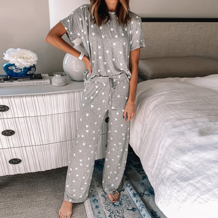 Printed two-piece pajamas set home wear