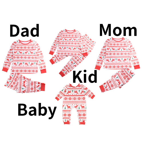 Autumn new home wear pajamas Christmas print long-sleeved casual parent-child suit