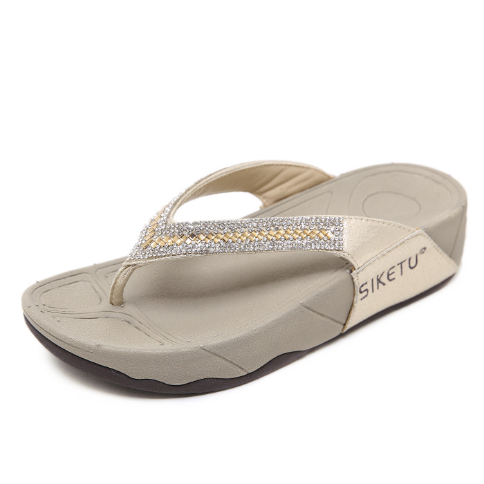 New summer vacation herringbone thick heel pinch comfortable women's shoes