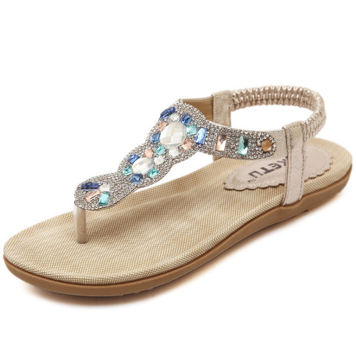 Summer female sandals glass rhinestone flip-flops large size women's shoes