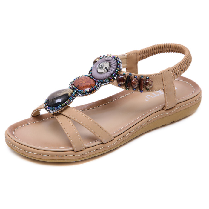 New bohemian vintage beaded vacation beach sandals for women