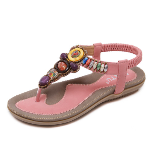 Summer travel beach bohemian vintage beaded flip-flop sandals