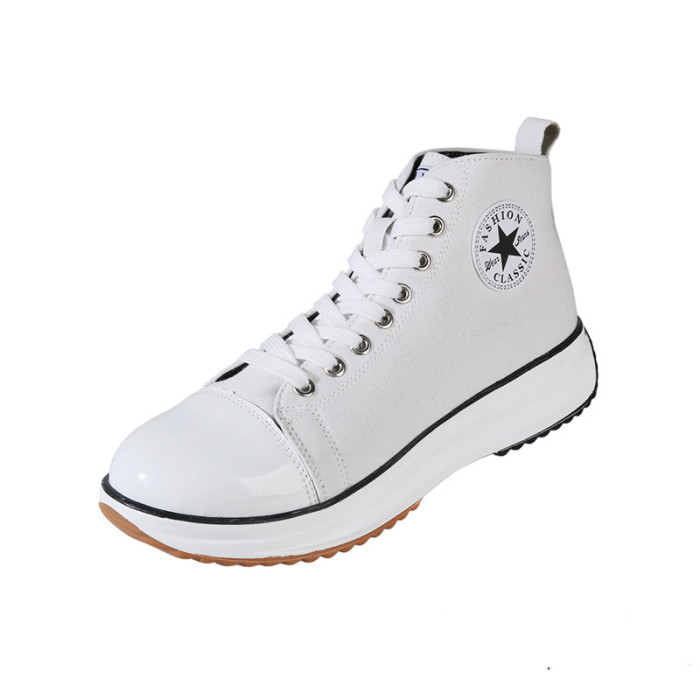 Thick bottom high-top canvas shoes lace-up casual single shoes large size women's shoes