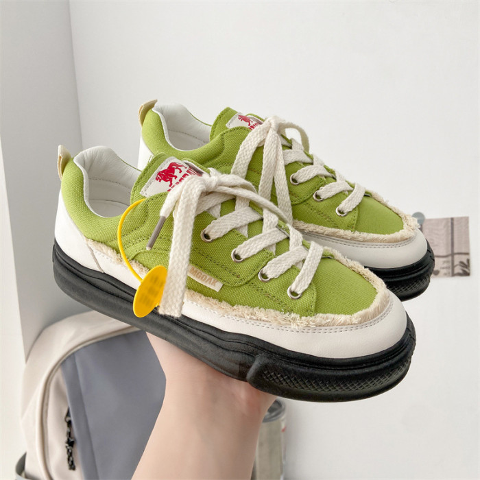 Low-top canvas shoes flat bottom lace-up sports casual single shoes