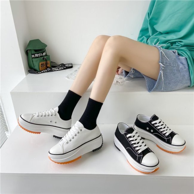 Summer new students small white shoes thick bottom lacing sports casual single shoes