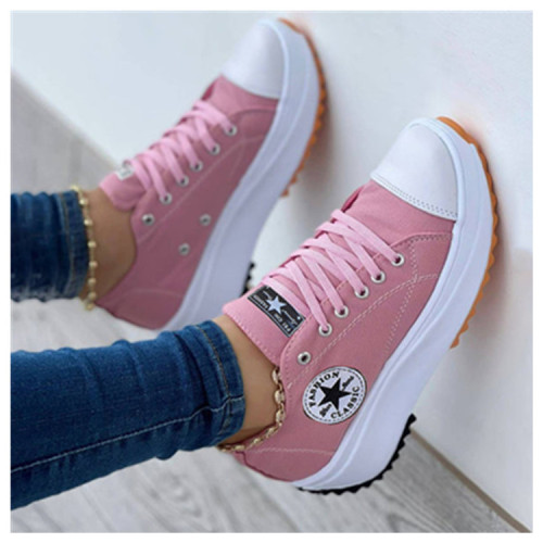 New sports shoes round head lace-up flat bottom casual single shoes