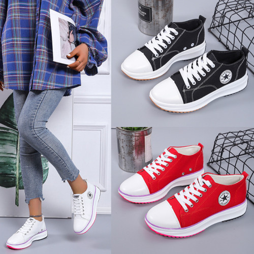 Low-top canvas shoes new large size casual breathable female single shoes