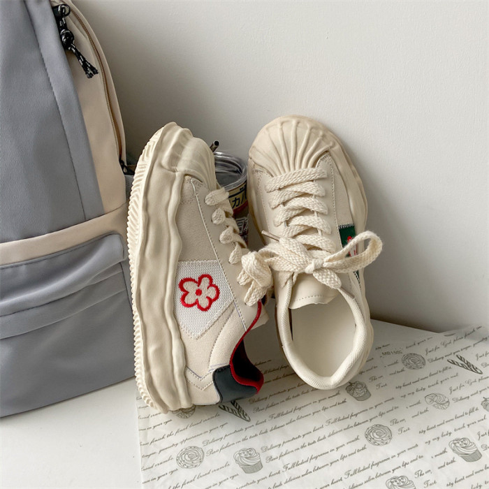 Summer canvas shoes ladies shell head small white shoes colorful students casual single shoes