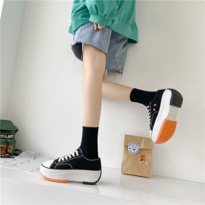 Summer new students small white shoes thick bottom lacing sports casual single shoes