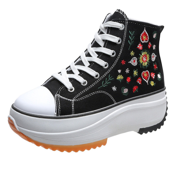 Thick-bottomed high-top canvas shoes new small white shoes with sports casual single shoes