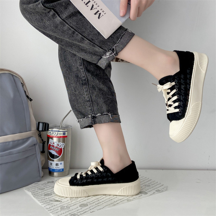 Mesh breathable casual single shoes suede flat bottom sneakers