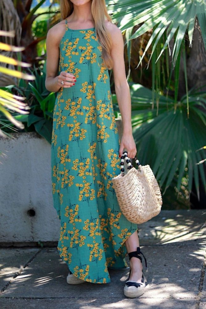 Summer new halter fashion casual print dress