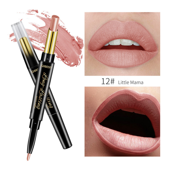15 Color Lips Makeup Lipstick Sexy Red Lip Matte Long Lasting Lip Pencil Waterproof Stick Liner Double-end Black Matte Lipsticks