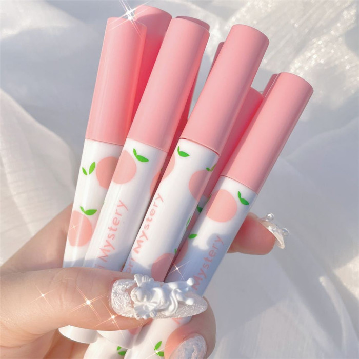 5Pcs Peach Lip Gloss Set Matte Velvet Lipstick Lasting Paper Bag Makeup Kit Water Mirror Cigarette Waterproof Lip Glaze Cosmetic
