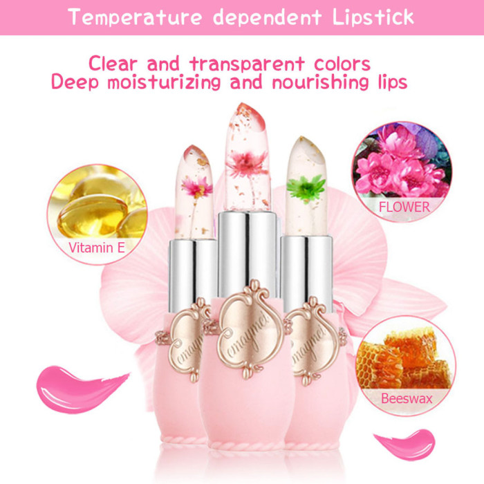 6 Colors Moisturizer Lip Gloss Transparent Jelly Flower Lipstick Temperature Color Change Waterproof Makeup Lip Balm Cosmetic