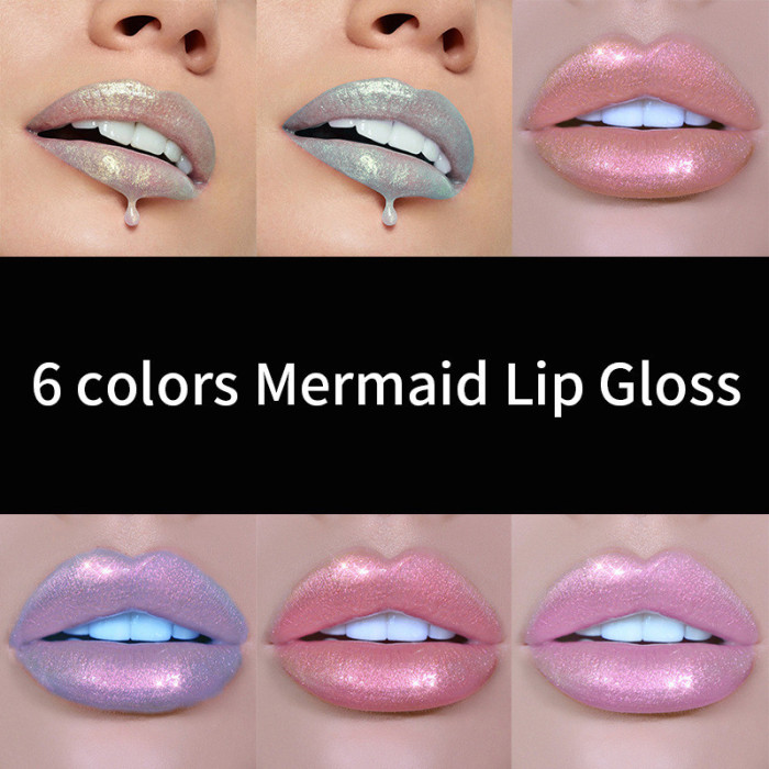 Liquid Crystal Glow Lip Gloss Laser Holographic Lip Tattoo Lipstick Mermaid Pigment Glitter Lipgloss Lip Plumper Gloss Makeup