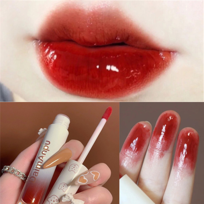 DAIMANPU Mirror Lipstick Matte Texture Lip Gloss Waterproof Sweat Resistant Long Lasting Lip Glaze Sexy Red Lip Tint Makeup