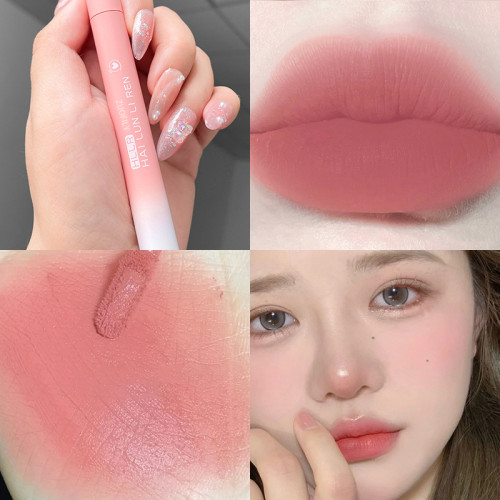 HLLR  Matte Lipstick Lip Gloss Light And Thin Texture Lip Tint Long Lasting Lip Mud White Peach Lip Glaze For Lip Women Cosmetic