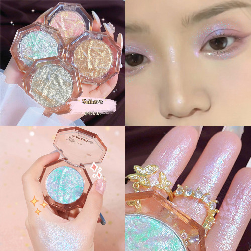 4 Color Diamond Highlighter Facial Bronzers Palette Makeup Glow Face Body Contour Shimmer Brighten Eyeshadow Palette Cosmetics