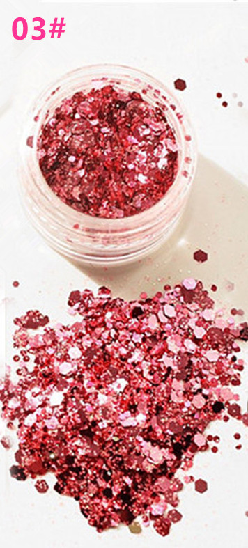 New Hybrid Sequins Glitter Round Colorful Glitter Pots Nail Face body Shadow Glitter Beauty Makeup Shinning Glitter Powder
