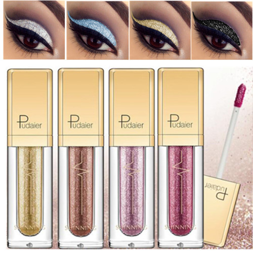 New Make Up Liquid Eyeshadow Waterproof Glitter Pigments Purple Gold Metalic Women Beauty Gel Eye Shadow Cream 18 Colors Makeup