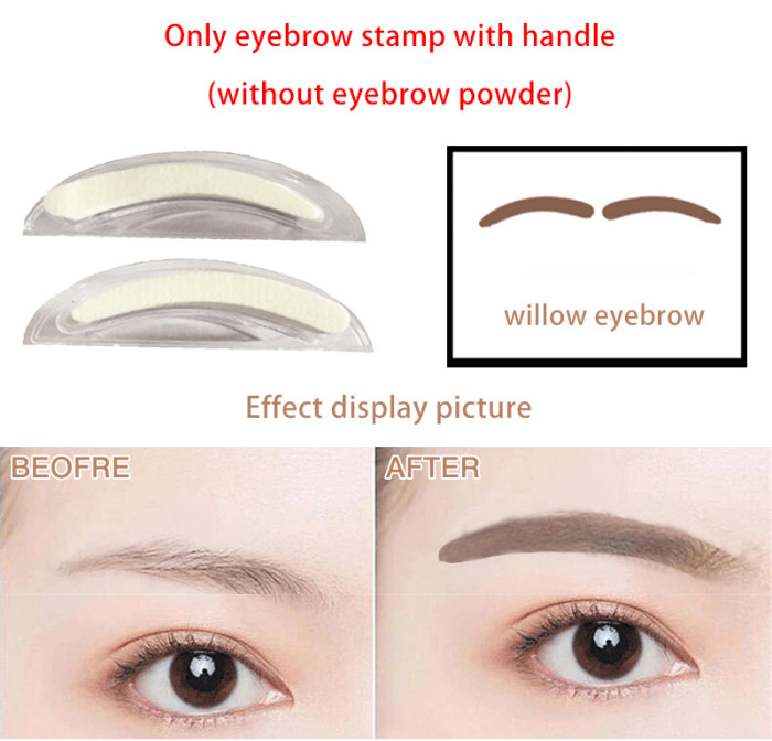 Lazy Eyebrow Stamp Seal Eyebrow Powder Template Sponge Beginner Thrush One Word Eyebrow Stencil Auxiliary Handle Makeup Tool