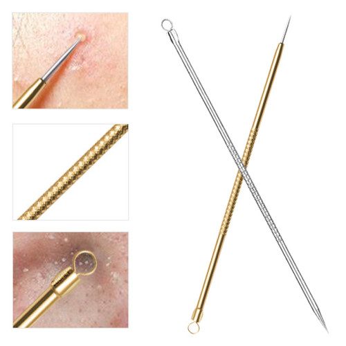 Gold Silver Stainless Steel Blackhead Comedones Acne Blemish Extractor Remover Face Skin Care Pore Cleaner Needles Removal Tools