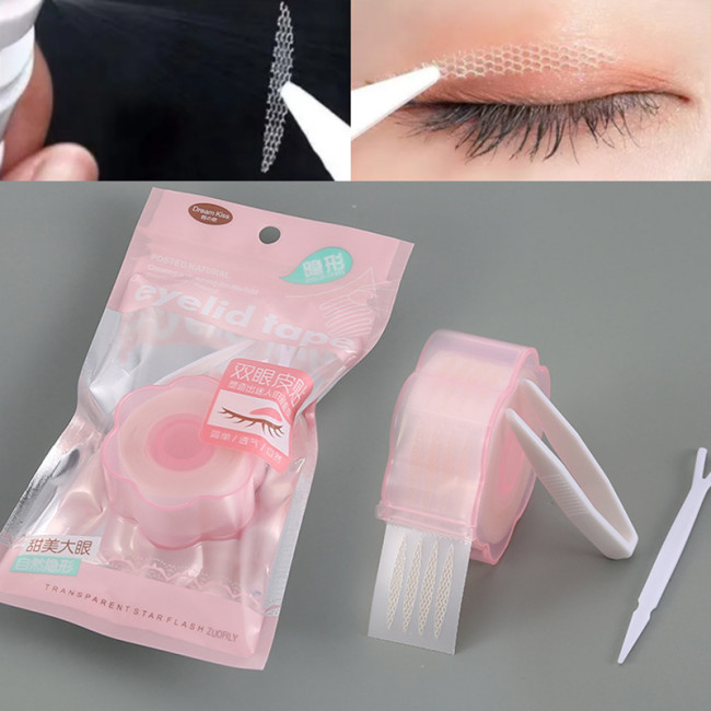 480PCS Invisible Double Eyelid Tape Self-Adhesive Gauze Slim/Wide Waterproof Fiber Stickers for eyelid with free Tools Cosmetics