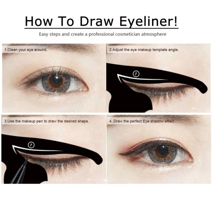 Hot DIY 2 PCS/Set Women Eyeliner Template Pro Eye Makeup Tool Eye Template Shaper Model Easy to make up set Tools