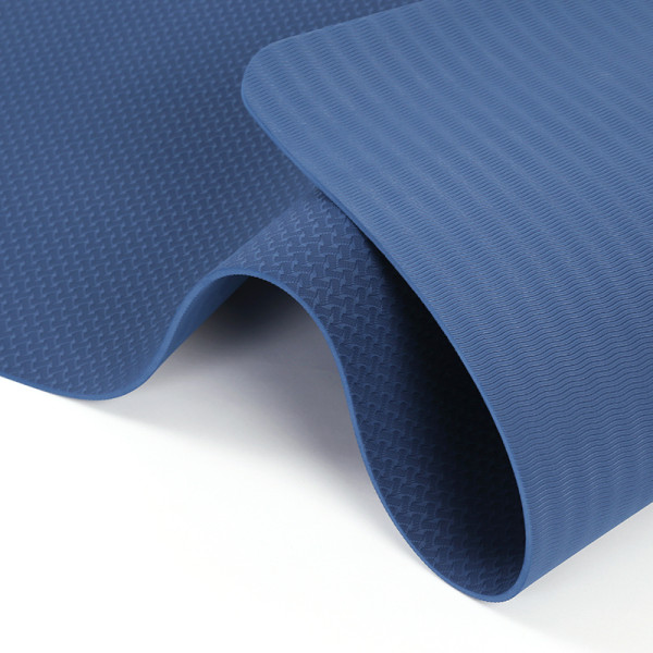 Single Color Waterproof Home Fitness Anti Slip Navy Blue TPE Yoga Mat