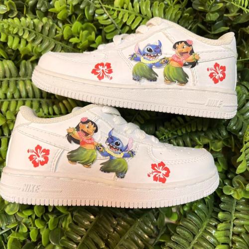 Lilo & Stitch nike air force 1 ready to press iron on shoe decals for custom sneakers custom nike air force