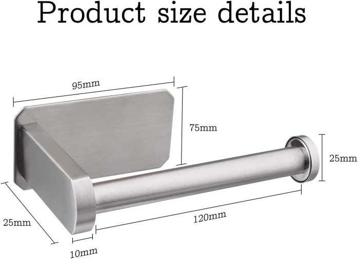 Toilet Paper Roll Holder, Self Adhesive Toilet Paper Holder Stand, for Bathroom, Lavatory, Kitchen Stick on Wall Stainless Steel Brushed No Drilling Wall Mount Tissue Holder 