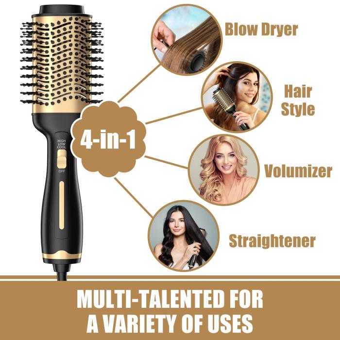 Hot Air Brush,4-in-1 One Step Hair Dryers & Blower Brush With Negative Ions for Reducing Frizz and Static,For All Hair Styles