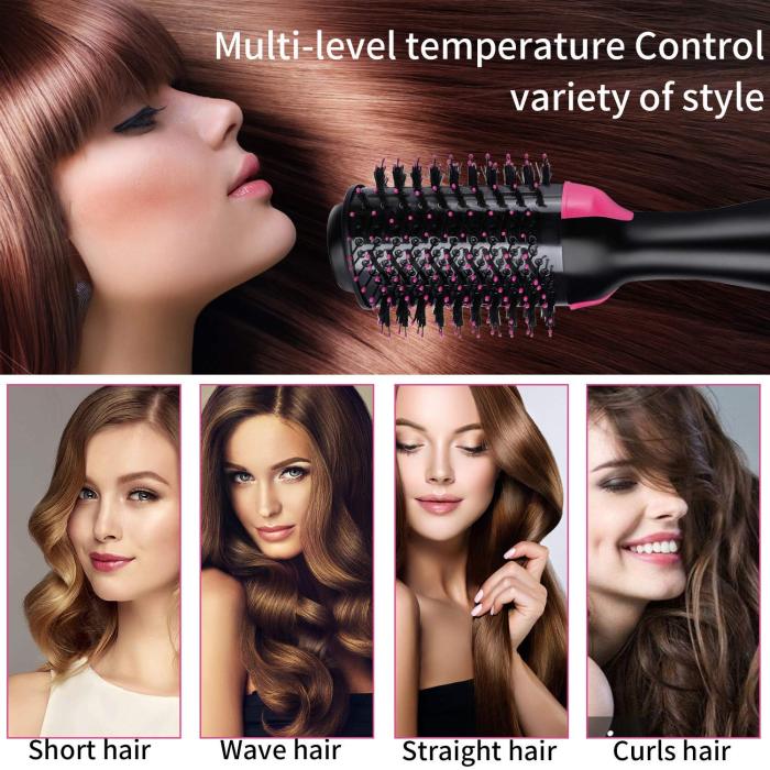 One Step Hair Dryer and Volumizer,Professional Salon Hot Air Brush Styler and Dryer 3-in-1 Negative Ion Straightener&Curly Brush Hair Dryer with Comb