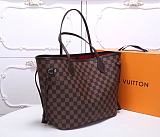 Highest Replica fake LOUIS VUITTON Monogram Canvas Neverfull MM 40996 Red Brown Grid