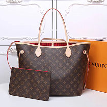 Faux Perfect LOUIS VUITTON Monogram Canvas Neverfull MM 40996 Red