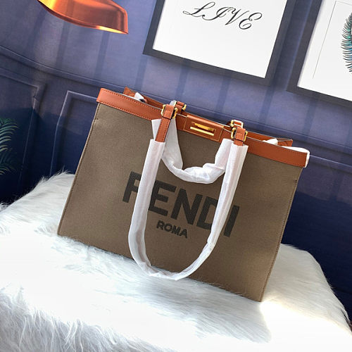 Fendi PEEKABOO X-TOTE Embroidered Canvas Bag Shopping Tote Bag