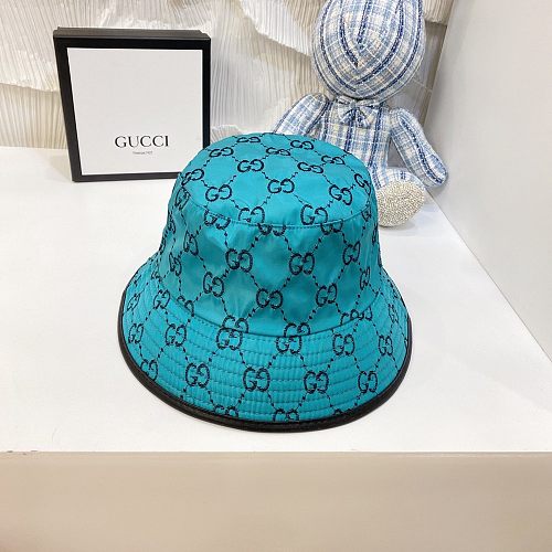 GG 2021 New Designer Fisherman Hat Bright leather Red Blue