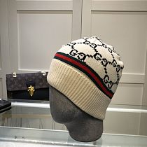 GG Designer Warm Cap Wool Knit Hat 3 Colors White Black Grey
