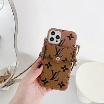 LV LOUIS VUITTON CARD HOLDER PHONE CASE FOR IPHONE 13 12 11 PRO MAX XS MAX XR XS 7 8 PLUS WITH LANYARD
