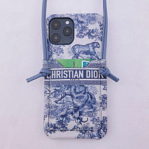 DIOR CARD HOLDER PHONE CASE FOR IPHONE 13 12 11 XS MAX XR X 7 8 PLUS Crossbody WITH LANYARD