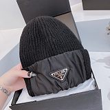 PRADA Stitching Knitted Wool Hat 3 Colors