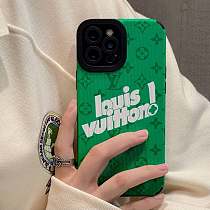 Green LV Phone Case For iPhone 13 12 11 PRO MAX XS MAX XR X/XS