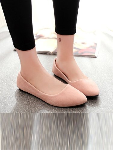 Big Size Suede Candy Color Pure Color Pointed Toe Light Slip On Flat Shoes