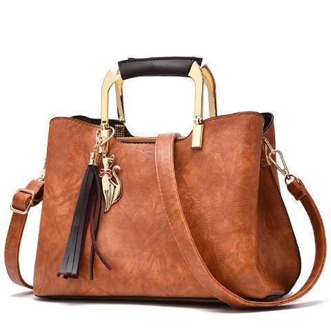 Retro Vintage Leather Tassel Handbag For Woman