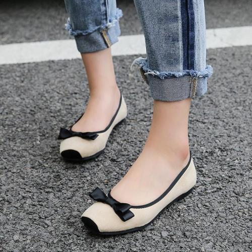Women Slip-on Suede Flats Bowknot Soft Dress Ladies Shoes