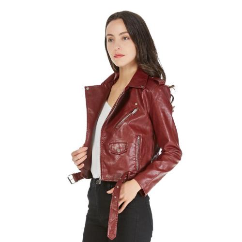 Women's Faux PU Leather Short Zipper Jacket Punk Coat Casual Outwear